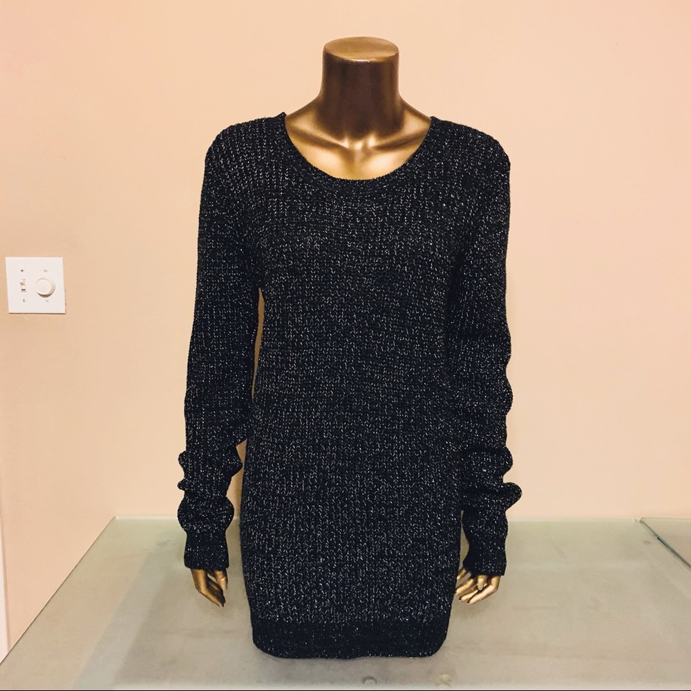 Black and Silver tinsel Sweater Dress